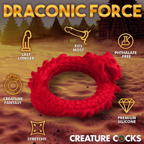 Rise of the Dragon Silicone Cock Ring - Red Rise of the Dragon Silicone Cock Ring - Red