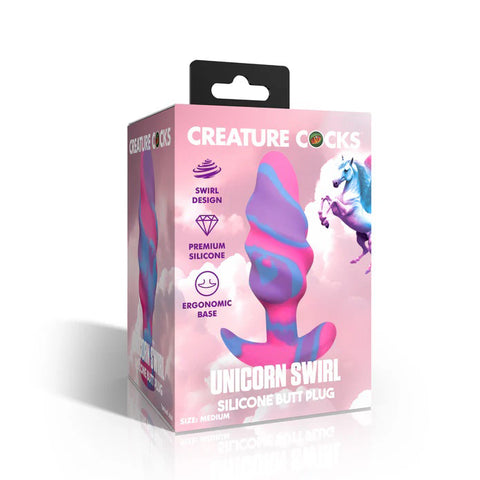 Unicorn Swirl Silicone Butt Plug - Medium Unicorn Swirl Silicone Butt Plug - Medium