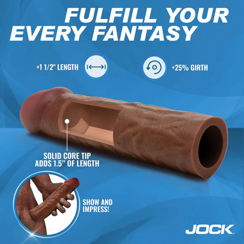 Jock 1.5" Silicone Penis Extension Sleeve - Dark Jock 1.5" Silicone Penis Extension Sleeve - Dark