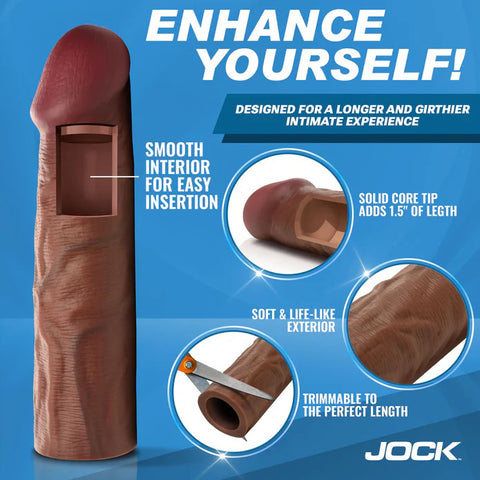Jock 1.5" Silicone Penis Extension Sleeve - Dark Jock 1.5" Silicone Penis Extension Sleeve - Dark