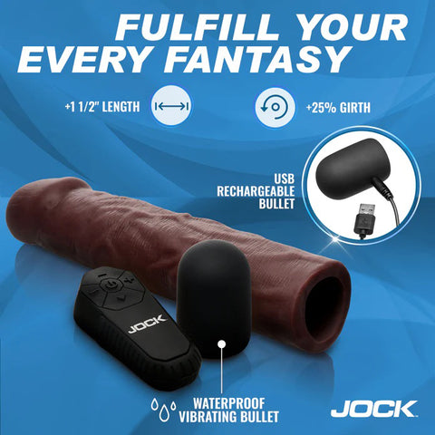 Jock Vibrating Penis Extension with Remote - Dark Jock Vibrating Penis Extension with Remote - Dark