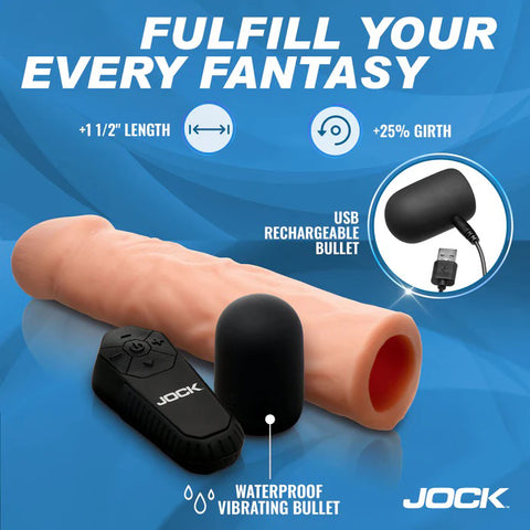Jock Vibrating Penis Extension with Remote - Light Jock Vibrating Penis Extension with Remote - Light