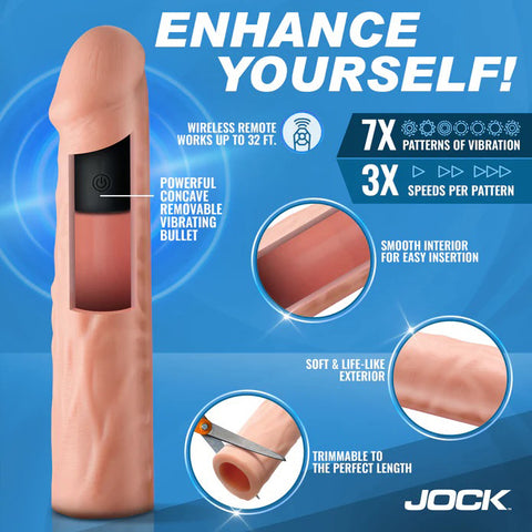 Jock Vibrating Penis Extension with Remote - Light Jock Vibrating Penis Extension with Remote - Light