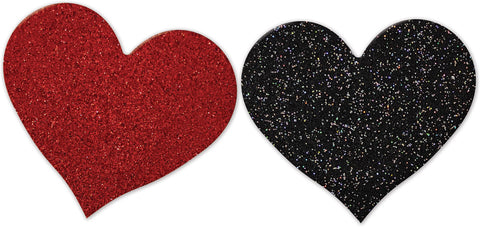 Nipplicious - Heart Shape Pasties - Glitter  -  Red and Black Nipplicious - Heart Shape Pasties - Glitter  -  Red and Black