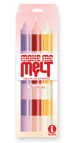 The 9's Make Me Melt Sensual Warm Drip Candles 3pk Stripes Pastellines The 9's Make Me Melt Sensual Warm Drip Candles 3pk Stripes Pastellines
