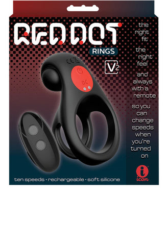 Red Dot Vibrating Cock Ring V2 With Remote - Black/red Red Dot Vibrating Cock Ring V2 With Remote - Black/red