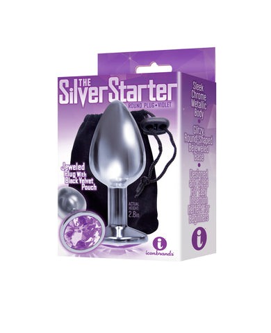 The 9's the Silver Starter Bejeweled Stainless Steel Plug - Violet The 9's the Silver Starter Bejeweled Stainless Steel Plug - Violet
