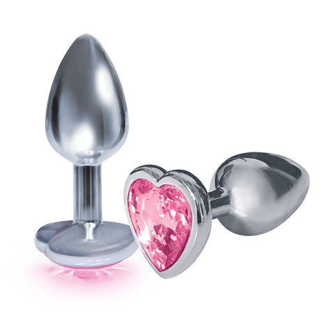 The 9's the Silver Starter Heart Bejeweled Stainless Steel Plug - Pink The 9's the Silver Starter Heart Bejeweled Stainless Steel Plug - Pink
