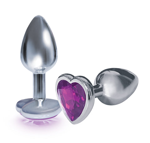 The 9's the Silver Starter Heart Bejeweled Stainless Steel Plug - Violet The 9's the Silver Starter Heart Bejeweled Stainless Steel Plug - Violet