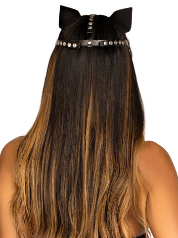 Vegan Leather Studded Cat Mask - Black Vegan Leather Studded Cat Mask - Black