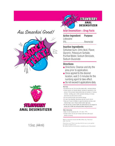 Smack That Anal Desensitizer Strawberry 1.5oz Smack That Anal Desensitizer Strawberry 1.5oz