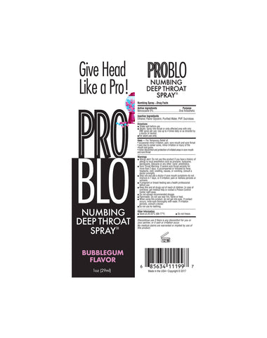 Pro Blo Throat Numbing Spray 1oz - Bubblegum Pro Blo Throat Numbing Spray 1oz - Bubblegum