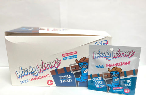 Woody Worms Gummy 25 Ct Display  - Singel Dose Per Pack Woody Worms Gummy 25 Ct Display  - Singel Dose Per Pack