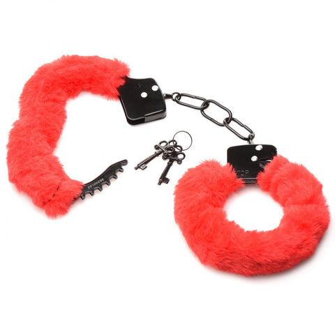 Cuffed in Fur Furry Handcuffs - Red Cuffed in Fur Furry Handcuffs - Red