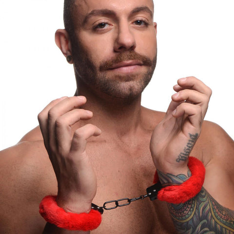 Cuffed in Fur Furry Handcuffs - Red Cuffed in Fur Furry Handcuffs - Red