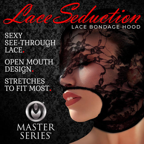 Lace Seduction Lace Bondage Hood - Black Lace Seduction Lace Bondage Hood - Black