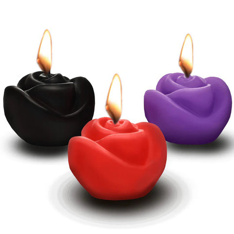 Fire Garden 3pc Rose Candle Set - Black, Purple, Red Fire Garden 3pc Rose Candle Set - Black, Purple, Red