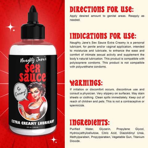Naughty Jane's Sex Sauce Extra Creamy Lubricant 8 Oz Naughty Jane's Sex Sauce Extra Creamy Lubricant 8 Oz
