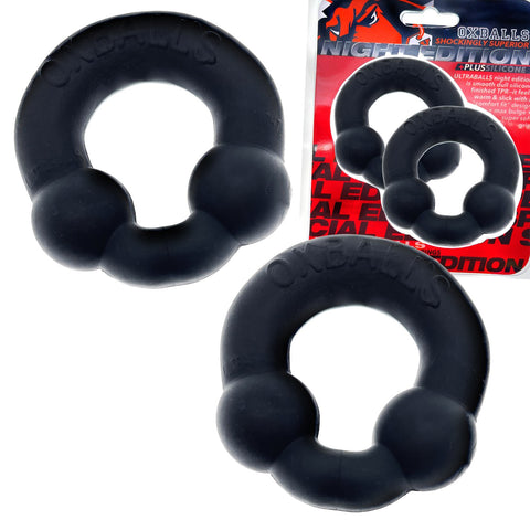 Ultraballs 2- Piece Cockring Set - Night Black Ultraballs 2- Piece Cockring Set - Night Black