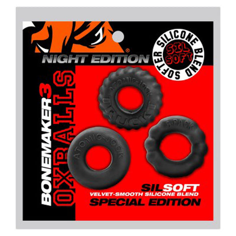 Bonemark 3-Pack Boner Cockring Kit - Black Bonemark 3-Pack Boner Cockring Kit - Black