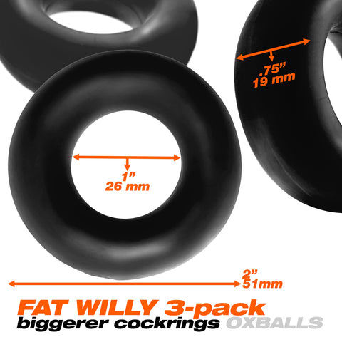 Fat Willy 3-Pack Jumbo C-Rings - Black Fat Willy 3-Pack Jumbo C-Rings - Black