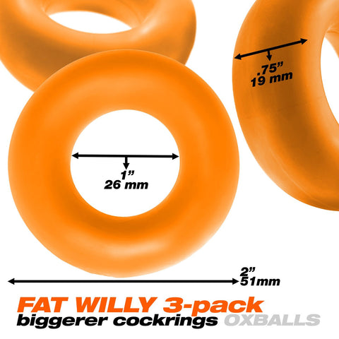 Fat Willy 3-Pack Jumbo Cockring - Orange Fat Willy 3-Pack Jumbo Cockring - Orange