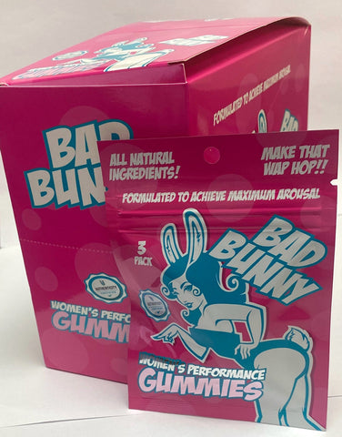Bad Bunny Gummies - Female 24pk Display - 3 Gummies Per Sachet - (Net) Bad Bunny Gummies - Female 24pk Display - 3 Gummies Per Sachet - (Net)