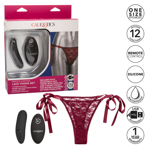 Remote Control Lace Thong Set - Burgundy Remote Control Lace Thong Set - Burgundy