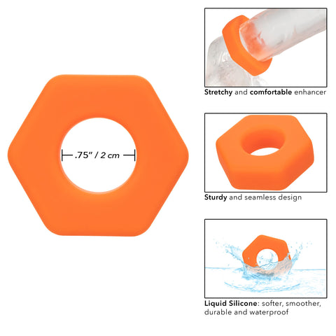 Alpha Liquid Silicone Prolong Sexagon Ring -  Orange Alpha Liquid Silicone Prolong Sexagon Ring -  Orange
