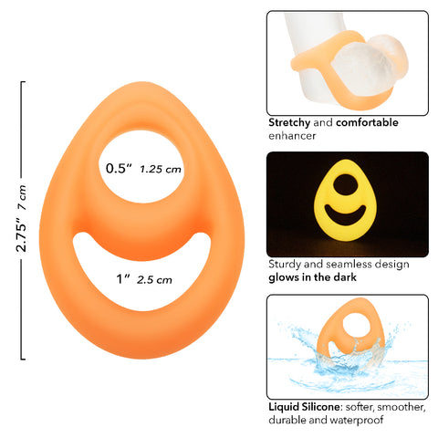 Alpha Glow-in-the-Dark Liquid Silicone Teardrop  Ring - Orange Alpha Glow-in-the-Dark Liquid Silicone Teardrop  Ring - Orange