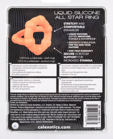 Alpha Liquid Silicone All Star Ring - Orange Alpha Liquid Silicone All Star Ring - Orange