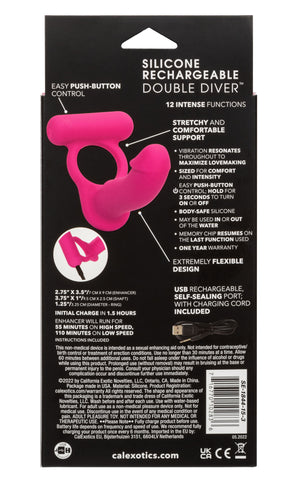 Silicone Rechargeable Double Diver - Pink Silicone Rechargeable Double Diver - Pink