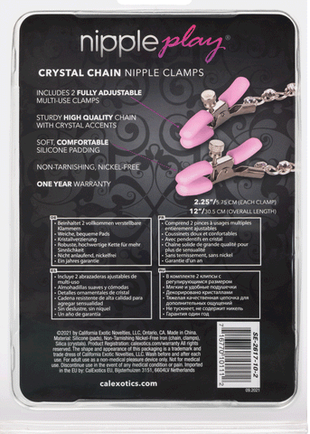 Nipple Play Crystal Chain Nipple Clamps - Pink Nipple Play Crystal Chain Nipple Clamps - Pink