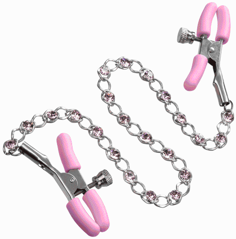 Nipple Play Crystal Chain Nipple Clamps - Pink Nipple Play Crystal Chain Nipple Clamps - Pink