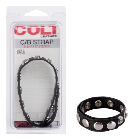 Colt 8 Snap Fastener Leather Strap - Black Colt 8 Snap Fastener Leather Strap - Black