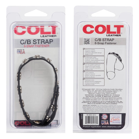 Colt 8 Snap Fastener Leather Strap - Black Colt 8 Snap Fastener Leather Strap - Black