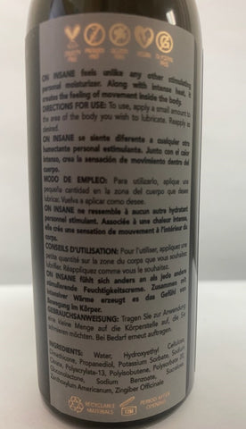 On Insane Ultra-Stimulating Personal Moisturizer - 4oz Original Unflavored - On Insane Ultra-Stimulating Personal Moisturizer - 4oz Original Unflavored -