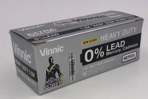 Vinnic Super Heavy Duty AAA Batteries - 2 Pc./ Shrink Pk. - 60 Pcs. Box Vinnic Super Heavy Duty AAA Batteries - 2 Pc./ Shrink Pk. - 60 Pcs. Box