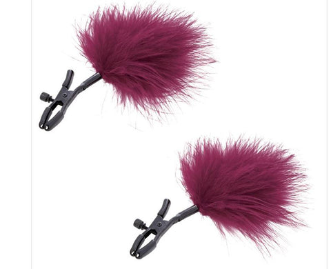 Sex and Mischief Enchanted Feather Nipple Clamps - Burgundy Sex and Mischief Enchanted Feather Nipple Clamps - Burgundy