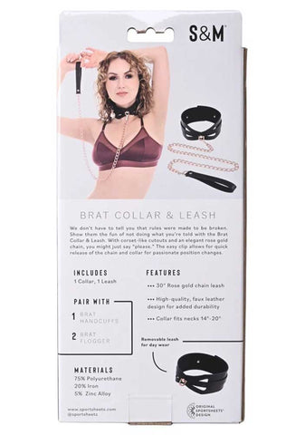 Brat Collar and Leash - Black / Rose Gold Brat Collar and Leash - Black / Rose Gold