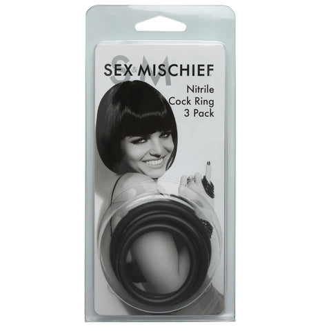 Sex and Mischief Nitrile Cock Rings 3 Pack Sex and Mischief Nitrile Cock Rings 3 Pack