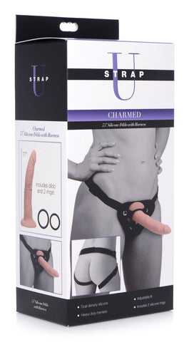 Charmed 7.5 Inch Silicone Dildo With Harness Charmed 7.5 Inch Silicone Dildo With Harness