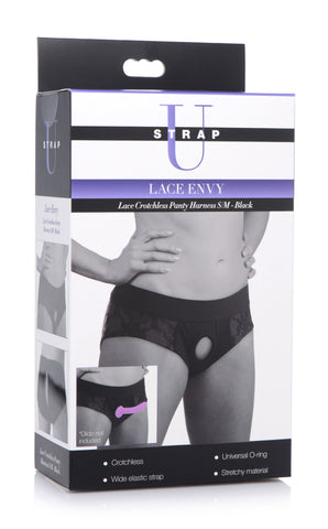 Lace Envy Black Crotchless Panty Harness - S/m Lace Envy Black Crotchless Panty Harness - S/m