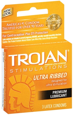 Trojan Stimulations Ultra Ribbed Lubricated Condoms - 3 Pack Trojan Stimulations Ultra Ribbed Lubricated Condoms - 3 Pack