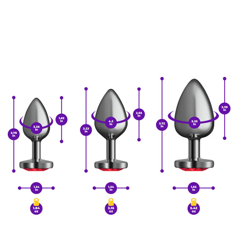 Presale Only - Cheeky Charms - Metal Butt Plug  Gunmetal - Heart Dark Red - Anal Trainer Kit Presale Only - Cheeky Charms - Metal Butt Plug  Gunmetal - Heart Dark Red - Anal Trainer Kit