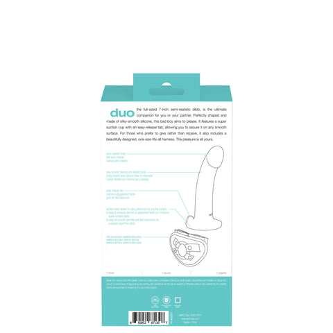 Duo Semi-Realistic Dildo With Harness -  Turquoise/black Duo Semi-Realistic Dildo With Harness -  Turquoise/black