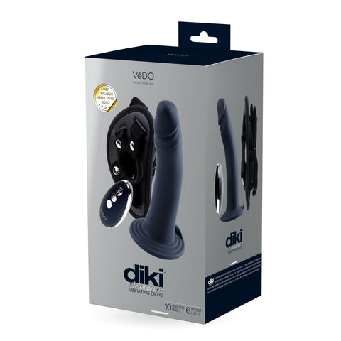 Diki Rechargeable Vibrating Dildo With Harness - Just Black Diki Rechargeable Vibrating Dildo With Harness - Just Black
