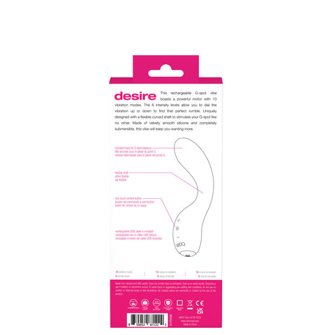 Desire Rechargeable G-Spot Vibe - Pink Desire Rechargeable G-Spot Vibe - Pink