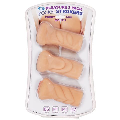 Trio Stroker Pussy Ass Mouth Masturbator Kit - Flesh Trio Stroker Pussy Ass Mouth Masturbator Kit - Flesh