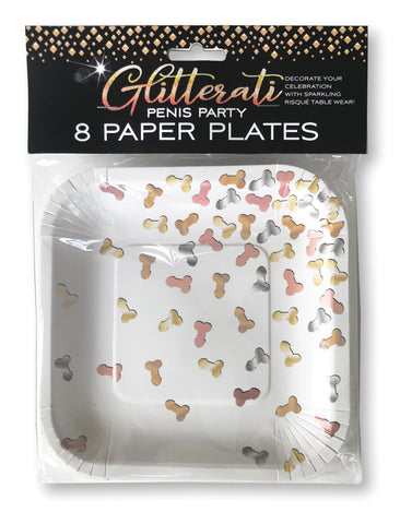 Glitterati Penis Party Paper Plates - 8 Count Glitterati Penis Party Paper Plates - 8 Count